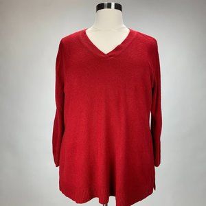 Red Luxsoft Warm V-neck Sweater